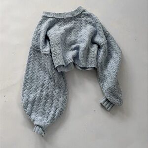 Blue/lilac pastel bell sleeve cropped sweater